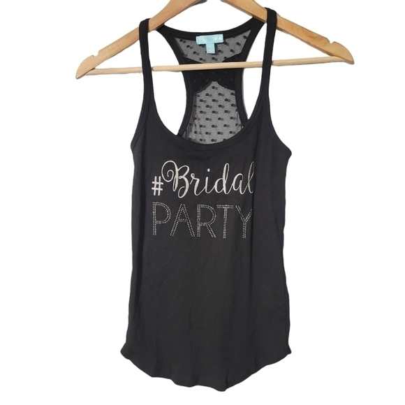 Betsey Johnson Blue Black Bridal Party Embellished Tank Top NWT - Picture 1 of 7